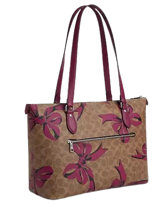 Coach Signature Canvas Gallery Tote Bag with Bow Print - Stylish Women's Handbag for Work, Travel & Everyday Use