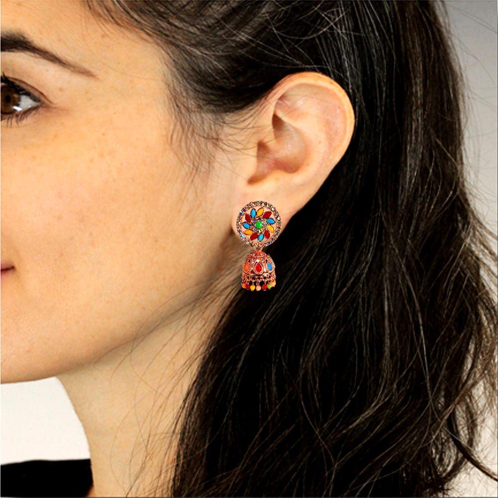 Stylish Traditional Ethnic Multicolor Oxidized Jhumka Earrings for Women & Girls | Latest Collection Metal Jhumki Dangler Earrings | Perfect for Weddings, Parties & Festive Occasions