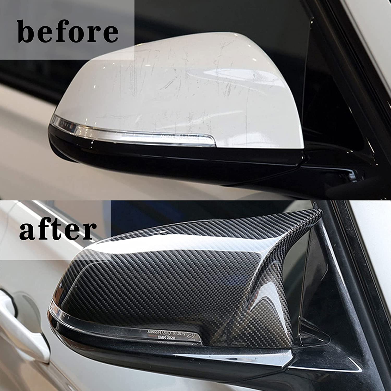M Style Mirror Cover Caps for BMW F22 F23 F30 F32 F33 F87 2/3/4 Series (2012-2018) - M Inspired Design Replacement Mirror Caps - Perfect for Car Upgrades & Customization