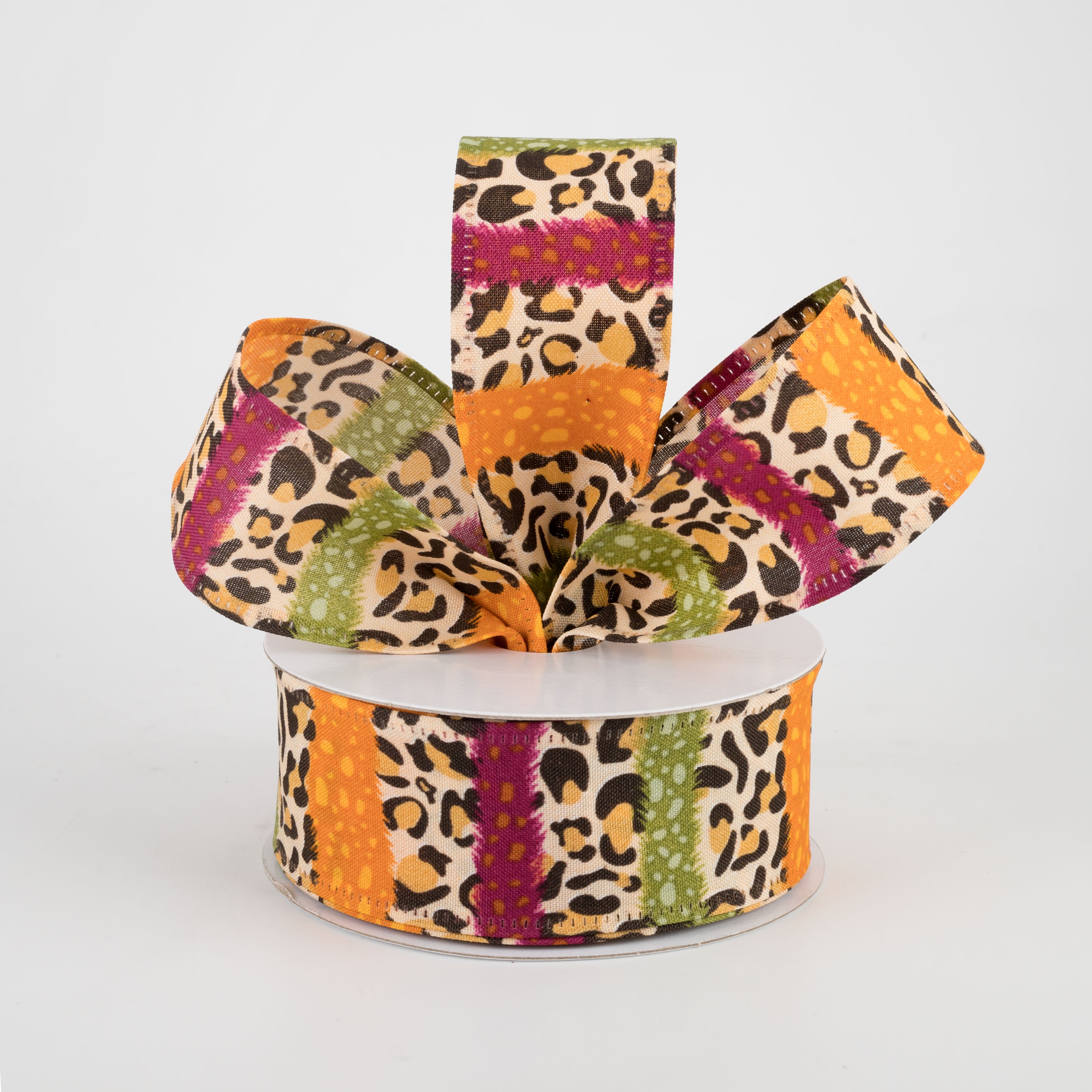 1.5 Inch Fall Cheetah Stripes Ribbon - Burgundy, Moss, Orange (10 Yards) for DIY Crafts, Gift Wrapping, and Seasonal Decorations