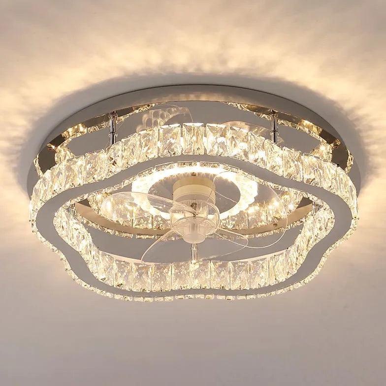 Modern Round Ceiling Fan with LED Light - Energy Efficient Quiet Bedroom Fan - Perfect for Bedroom, Living Room & Nursery Cooling & Lighting