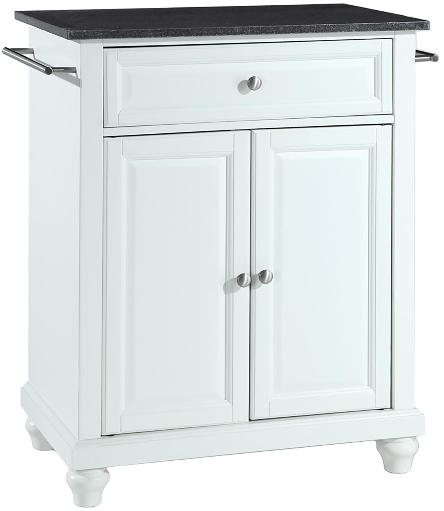 Crosley Cambridge Granite Top Portable Kitchen Island Cart with Wheels - White Microwave Stand, Small Rolling Storage for Compact Spaces | Perfect for Apartments, Dorms & Small Kitchens