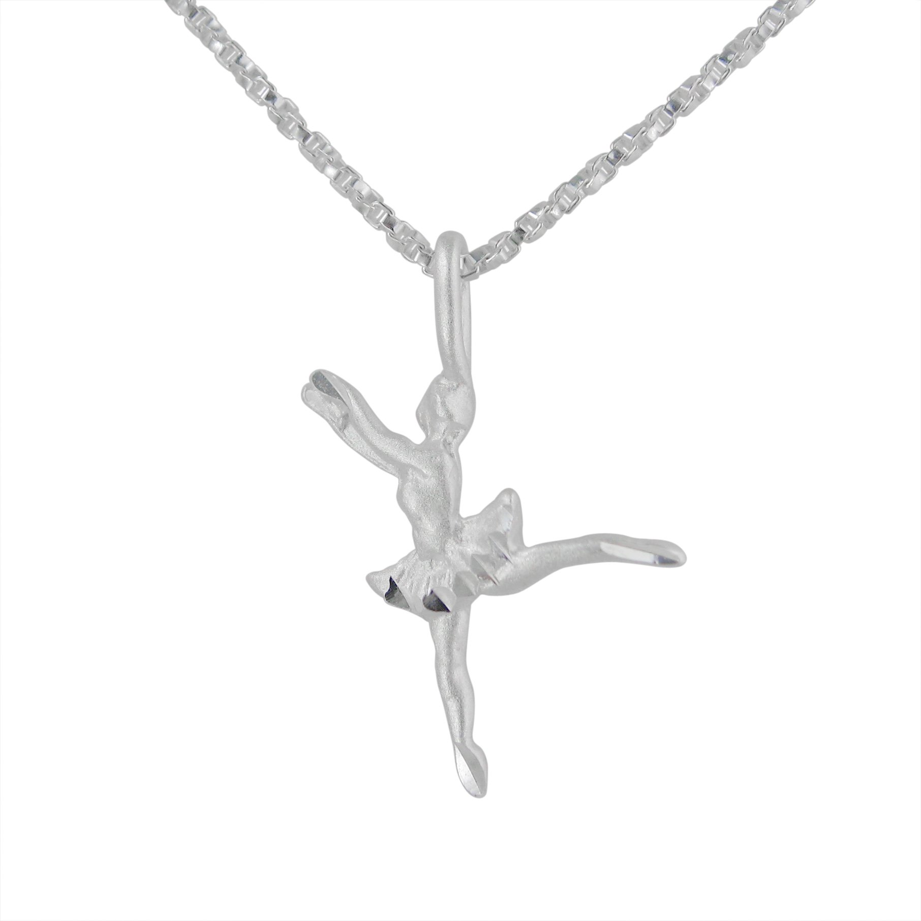 Sterling Silver Matte Finish Ballerina Dancer Charm Pendant Necklace for Women - Elegant Ballet Jewelry Gift for Dancers, Ballerinas & Dance Lovers - Perfect for Performances, Recitals & Special Occasions