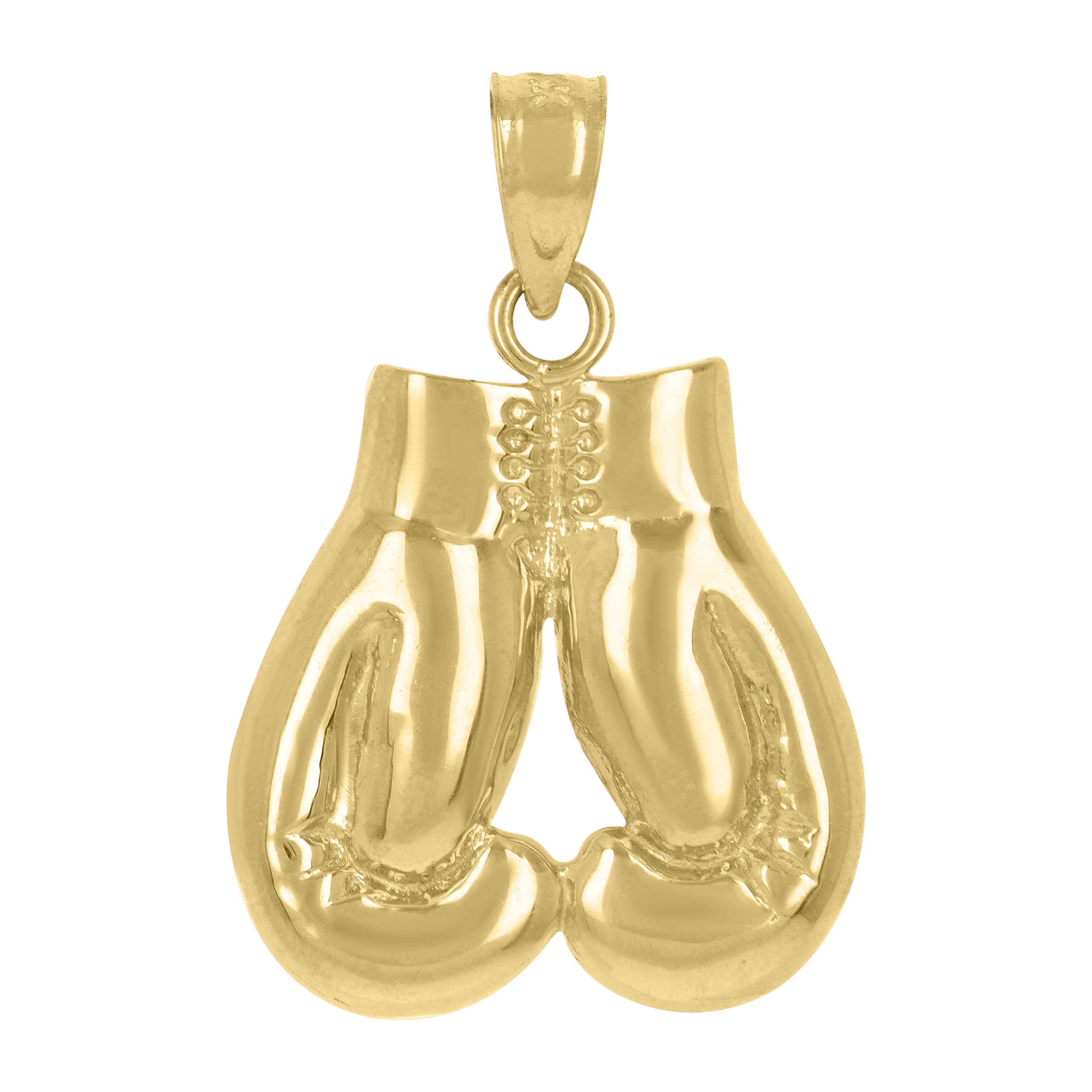 14K Yellow Gold Men's Boxing Gloves Pendant Charm - Sports Jewelry for Boxing Enthusiasts & Athletes - Perfect for Gifts, Workouts, and Everyday Wear