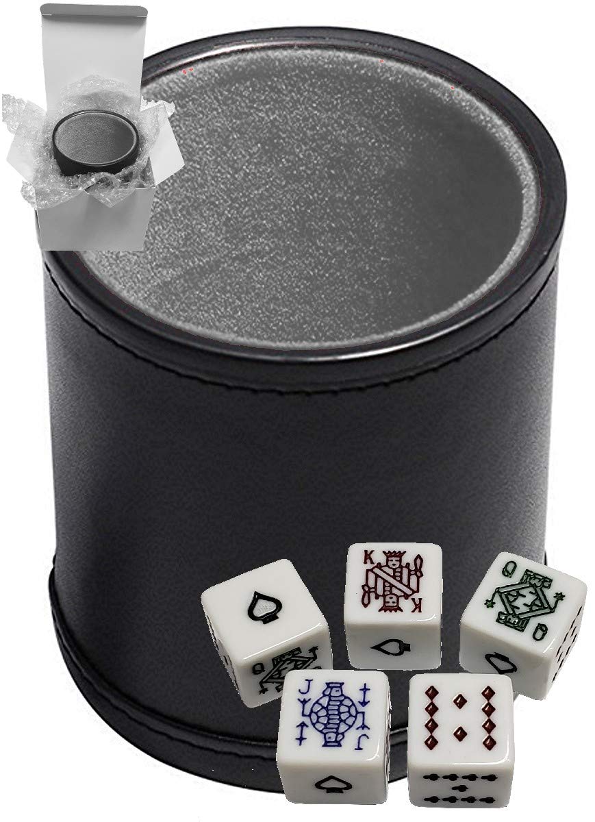 16mm Poker Dice Set with PU Leather Cup - Perfect for Casino Nights & Gifts