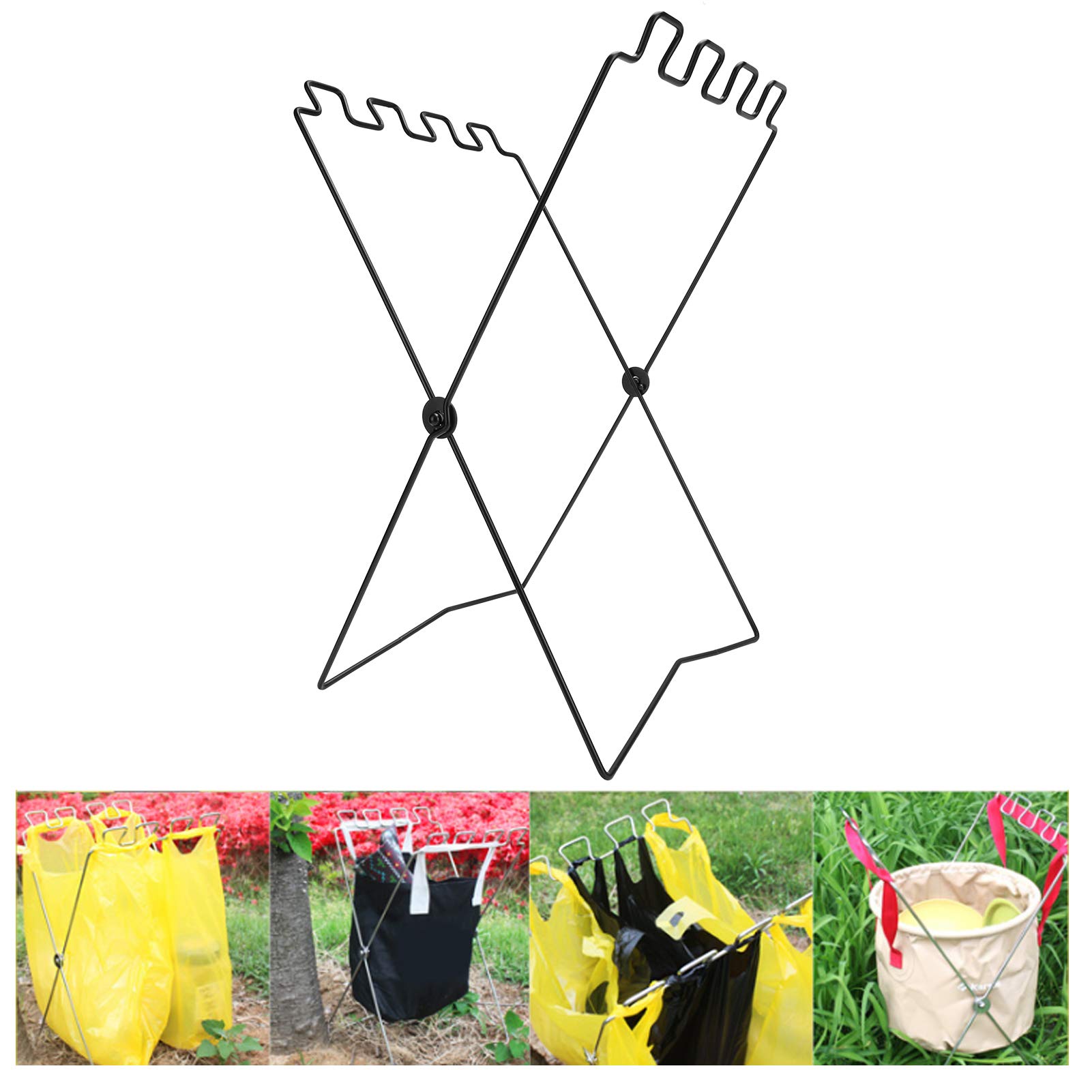 Stainless Steel Hanging Trash Bag Holder - Heavy Duty BBQ Garbage Rack for Camping, Picnics & Outdoor Cooking | Perfect for Backyard Grilling, Tailgating & Beach Parties