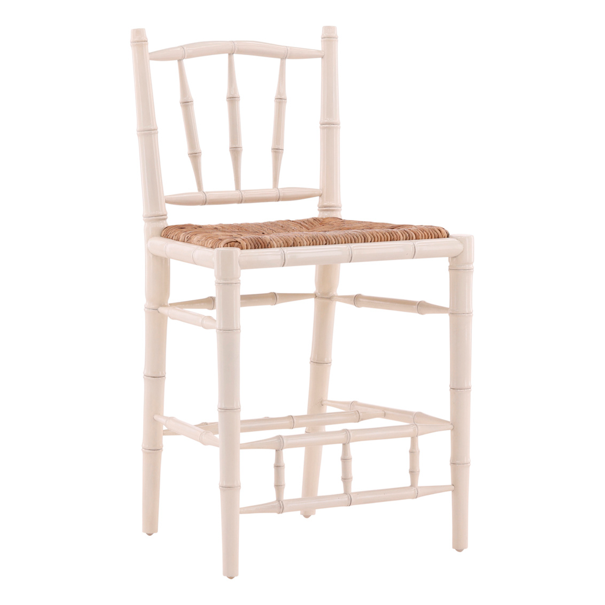 Premium Cream Bamboo Counter Stool - Natural Wood Bar Stool with Cushion - Modern Kitchen Island Seating for Dining Room, Breakfast Nook & Home Decor