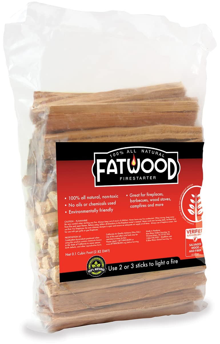 FATWOOD Premium Fire Starter Sticks - Natural Fire Starter Made from Pine Tree Stumps, Easy to Use (Only 2 Sticks Needed), 4 LB Resealable Bag - Perfect for Camping, Fireplaces, Grilling & Outdoor Adventures