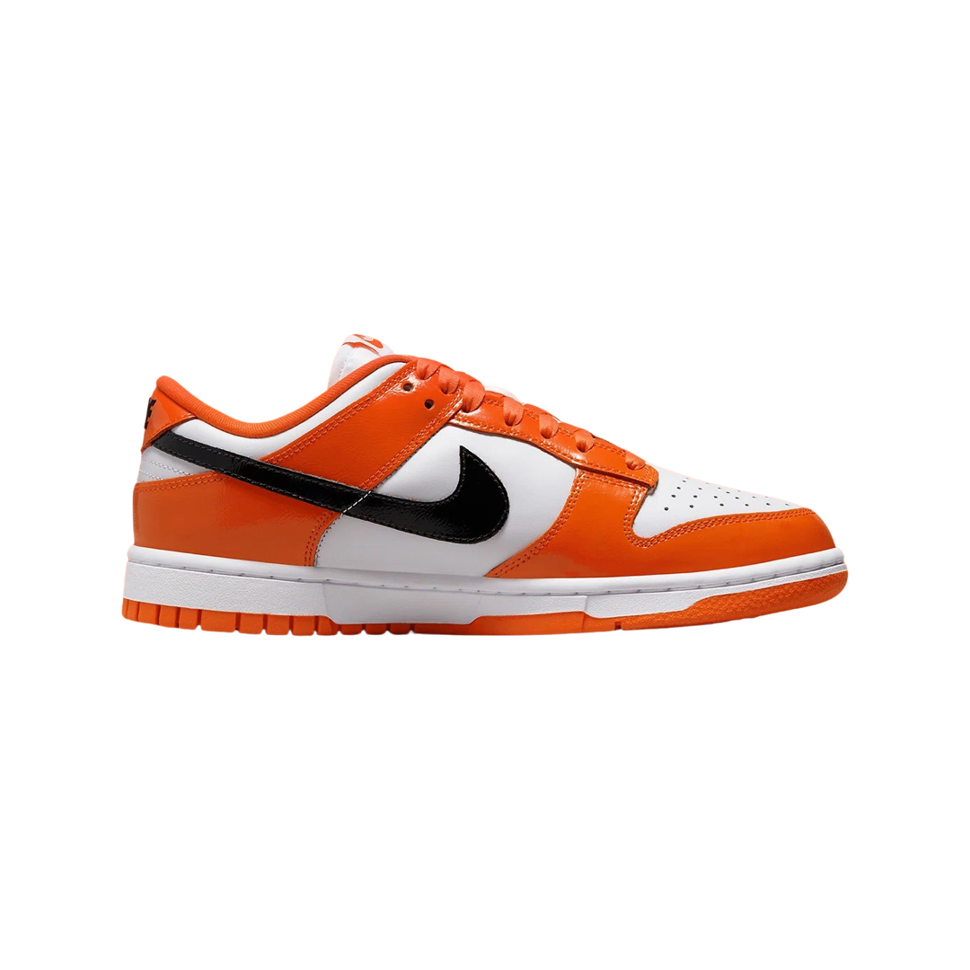 Nike Women's Dunk Low Patent Leather Sneakers - Halloween Edition in Brilliant Orange & Black | Stylish Casual Shoes for Women, Perfect for Streetwear, Parties, and Everyday Fashion