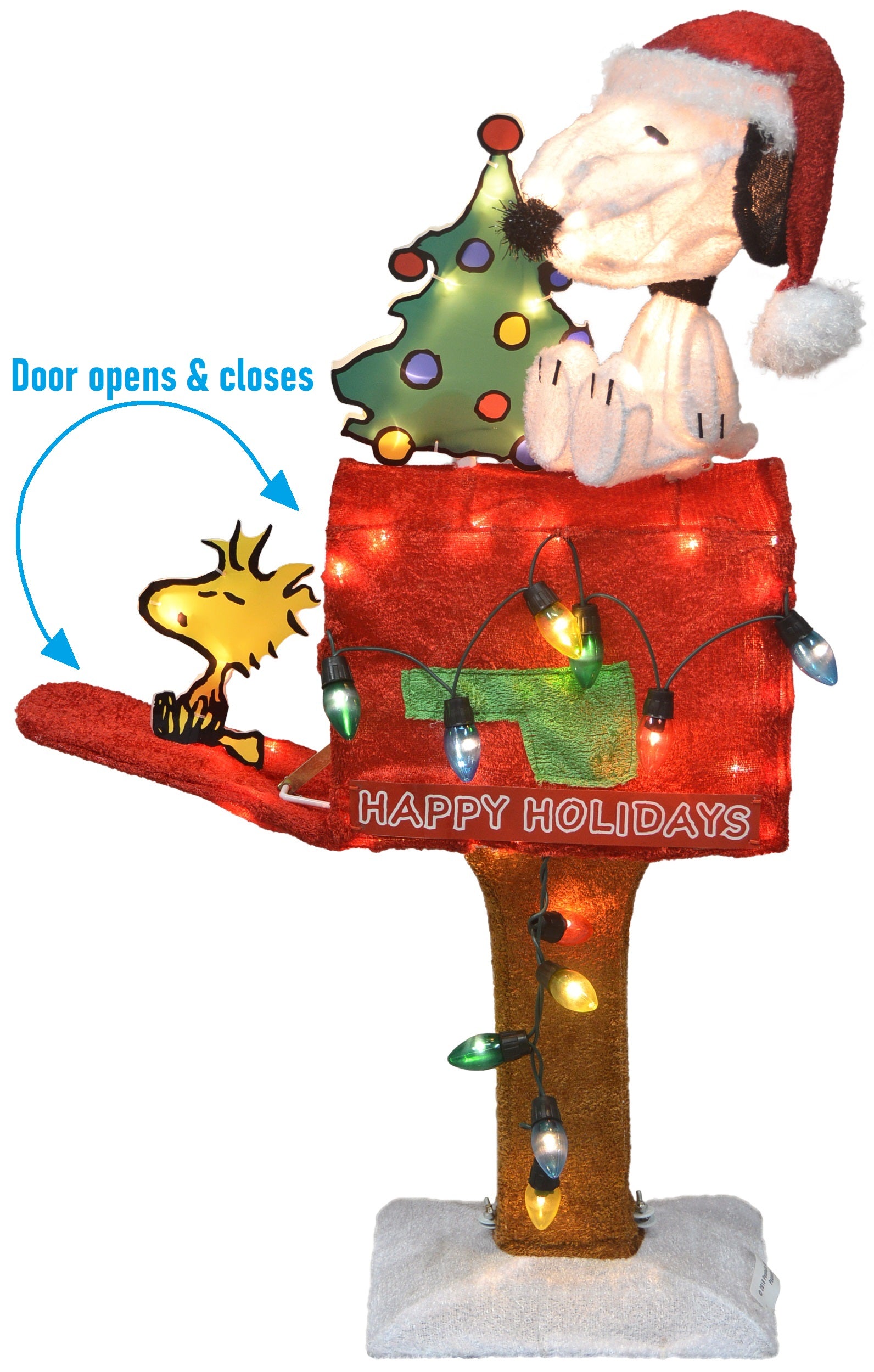 3D Peanuts® Snoopy and Woodstock LED Christmas Yard Decoration - Outdoor Holiday Mailbox Decor with Lights for Garden, Lawn, and Front Yard Festive Display