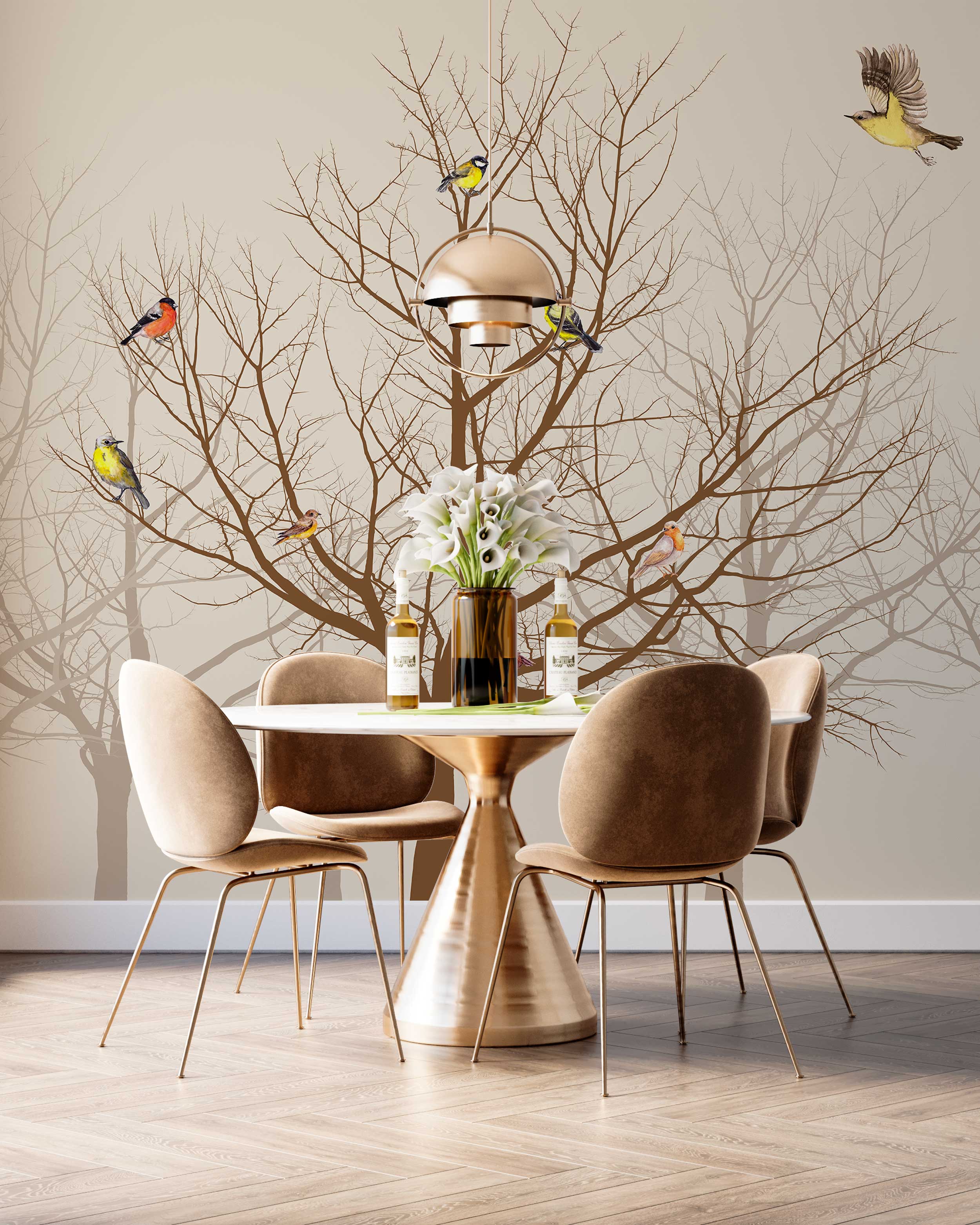 Winter Tree Wallpaper Mural - Nature-Inspired Peel & Stick Wall Decor for Living Room, Bedroom, Office | Easy DIY Home Transformation