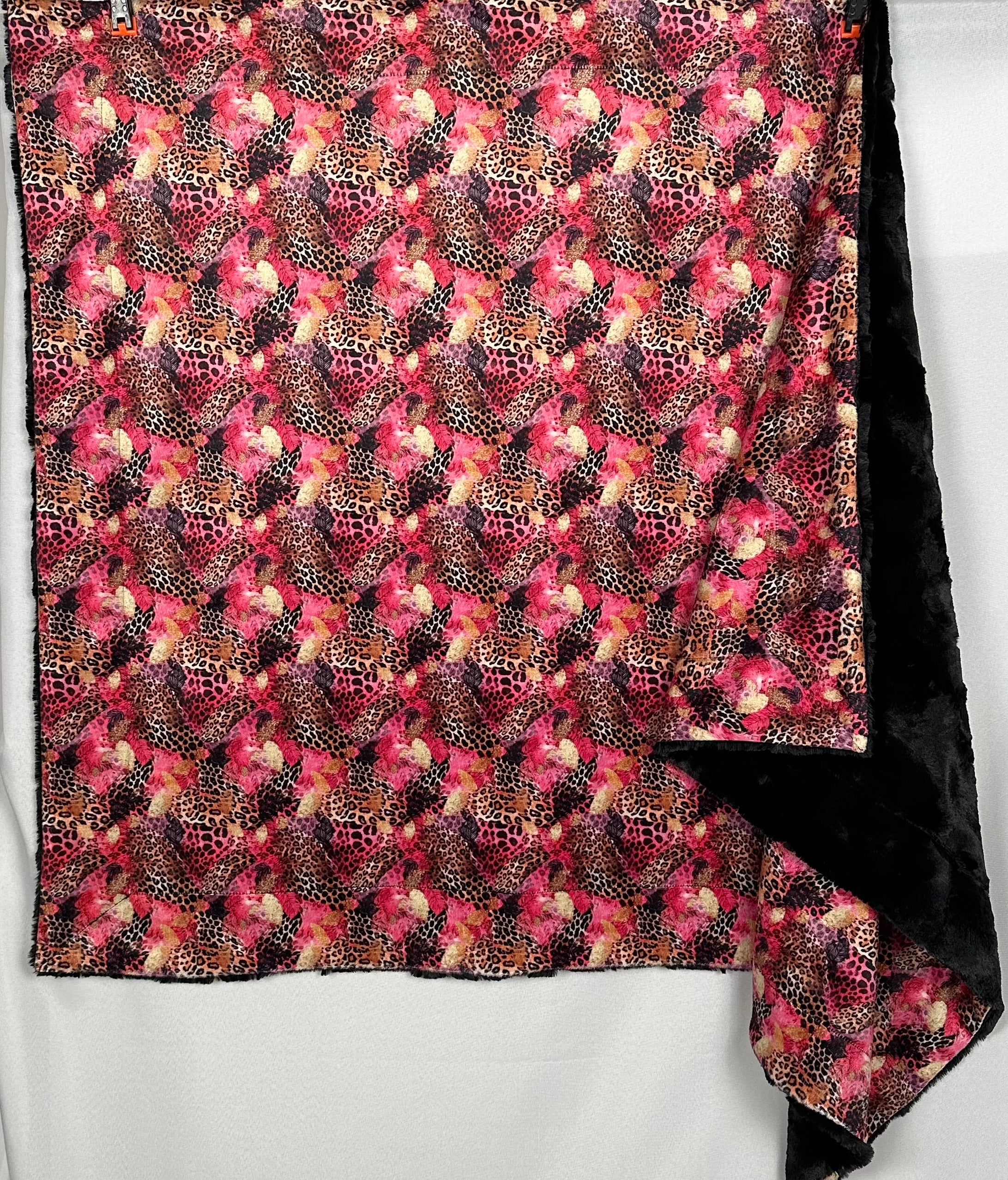 Leopard Pink & Gold on Black Mirage Luxe 36x60 Throw Blanket - Soft Travel Blanket for Airplane, Camping & Home Decor