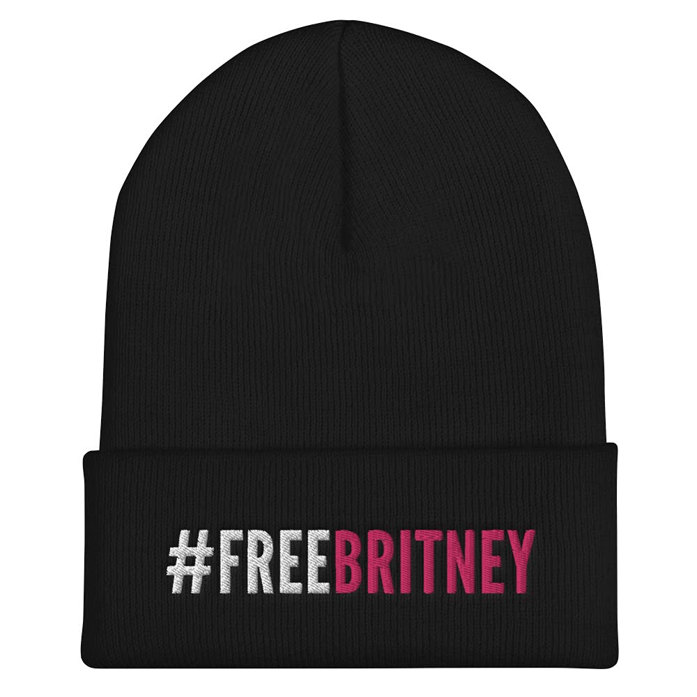 Free Britney Embroidered Cuffed Beanie Hat - Stylish Winter Knit Cap for Women & Men - Perfect for Concerts, Protests, and Cold Weather Fashion