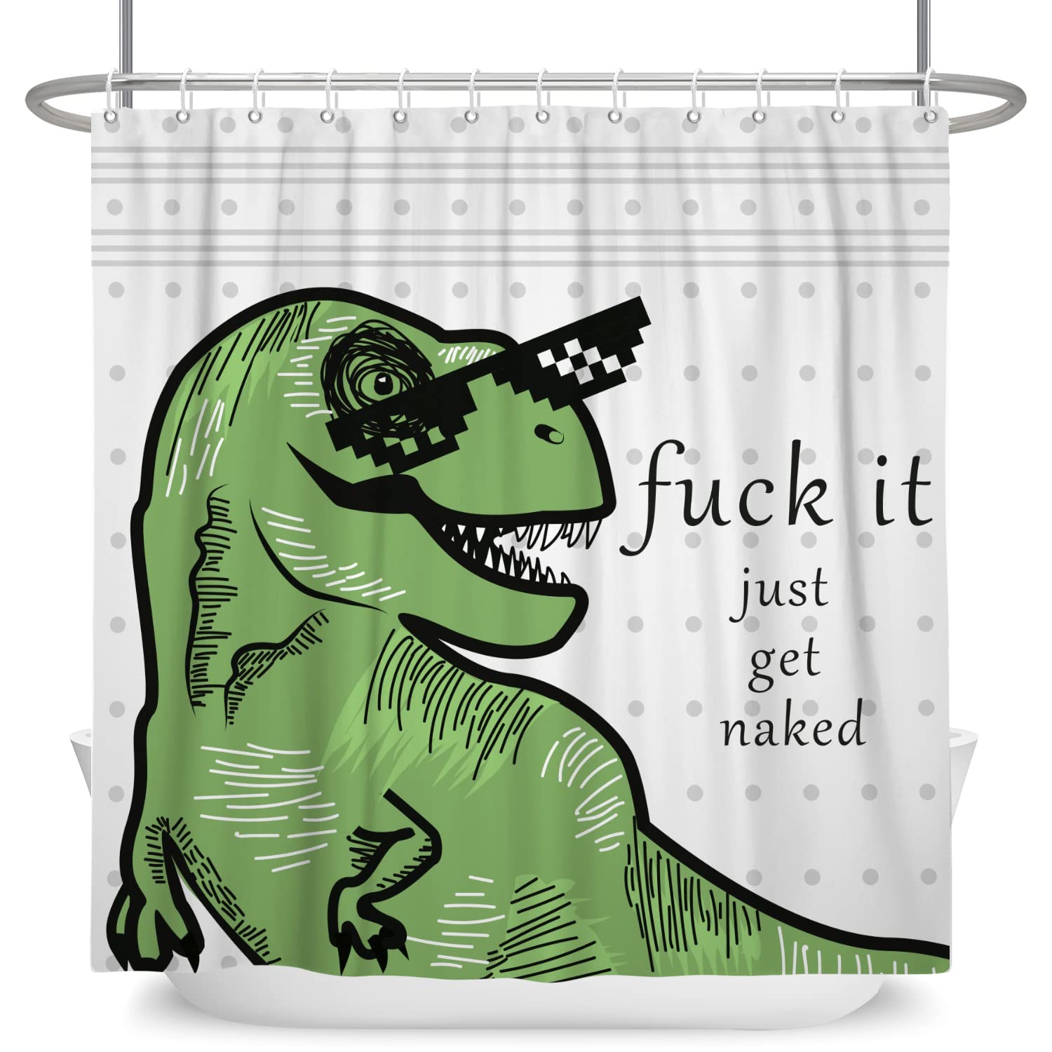 Funny Dinosaur Shower Curtain 72x78 Inch - Waterproof Bathroom Decor for Kids with Hooks | Dino Raptor Design for Boys & Girls Room | Perfect for Bathrooms, Kids' Rooms & Themed Decor