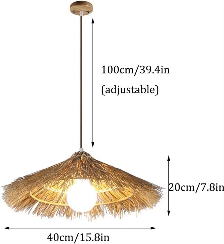 Handwoven Bamboo Pendant Light - Asian Inspired Straw Hat Chandelier with E27 Base | Rattan Hanging Lamp for Living Room, Bedroom & Boho Home Decor