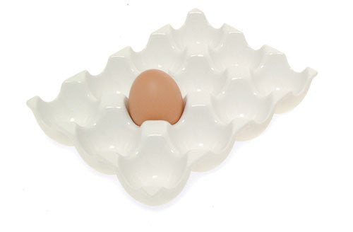 Kikkerland Large Ceramic Egg Holder - Stylish Kitchen Countertop Organizer for Fresh Eggs, Perfect for Farmhouse & Modern Home Decor