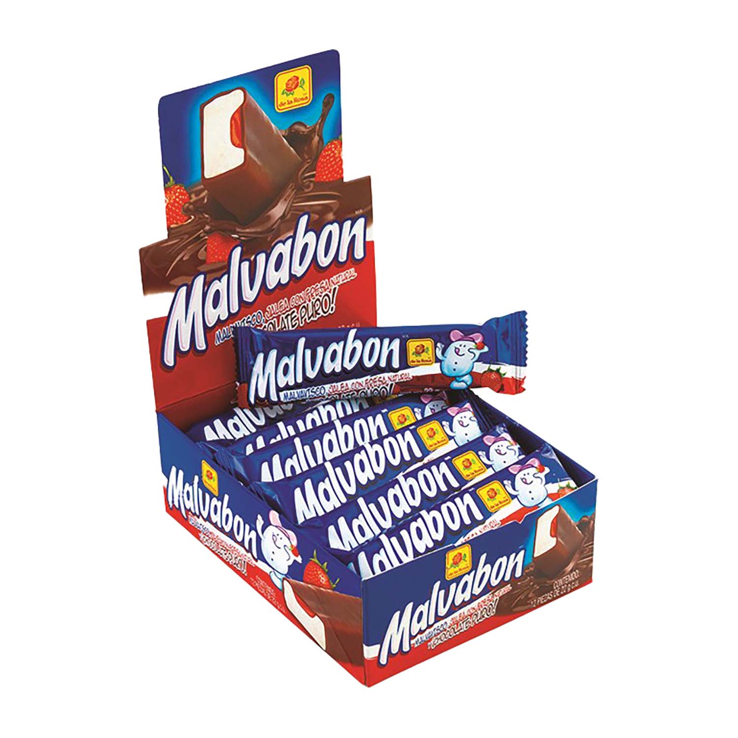 De La Rosa Malvabon Strawberry Candy | 12 Count Box | Mexican Candy for Parties, Gifts & Snacking