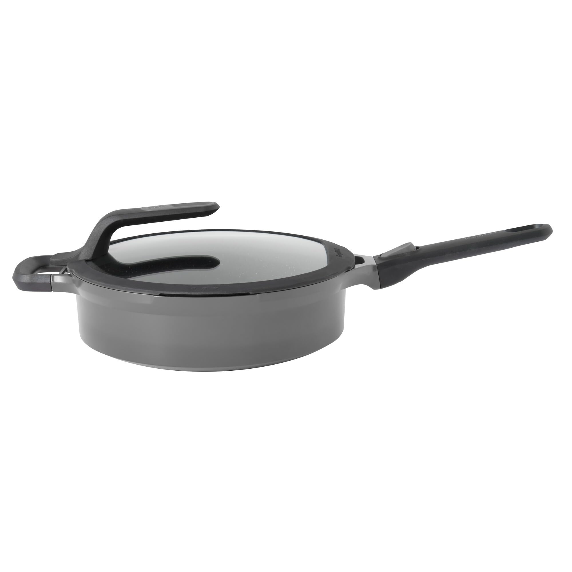 Berghoff GEM 11-Inch Non-Stick Sauté Pan with Stay-Cool Handle & Glass Lid - 4.9 Quart Induction Ready Cookware for Sauteing, Frying & Simmering - Ferno Green PFOA-Free Coating - Perfect for Home Cooking & Professional Kitchens