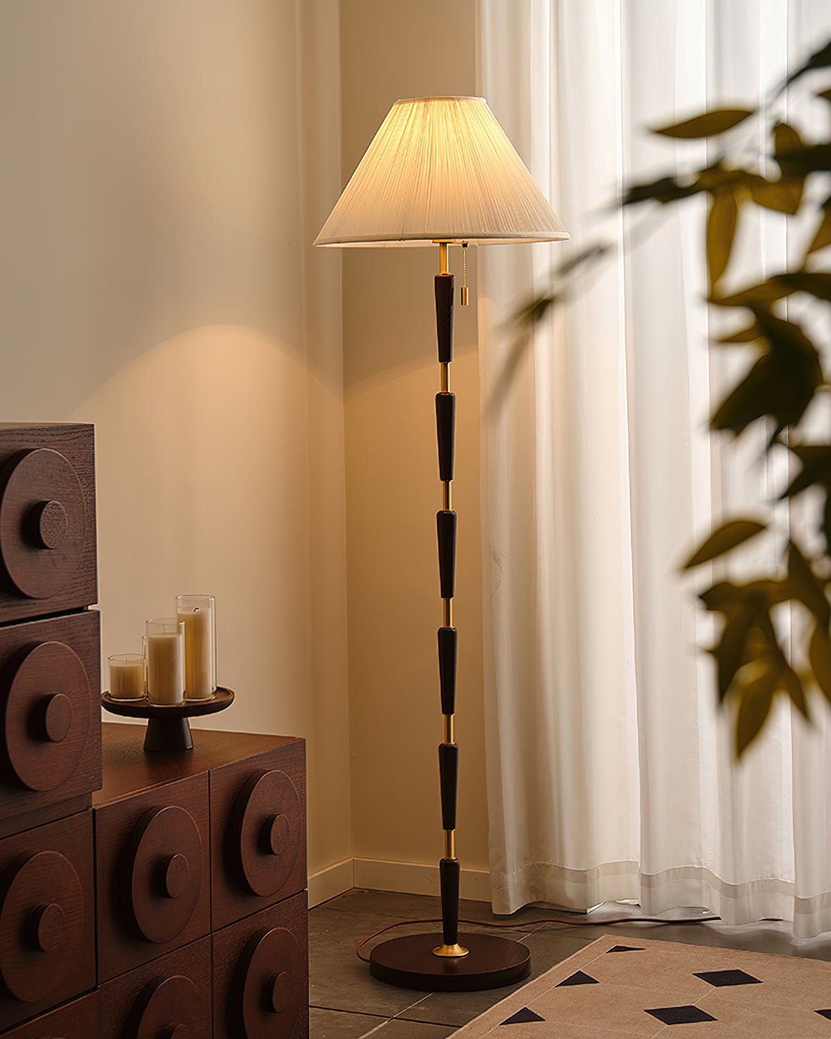 Modern Bamboo Knot Floor Lamp - Handcrafted Natural Wood Standing Light for Living Room, Bedroom & Office - Warm Ambient Lighting for Home Decor & Relaxation