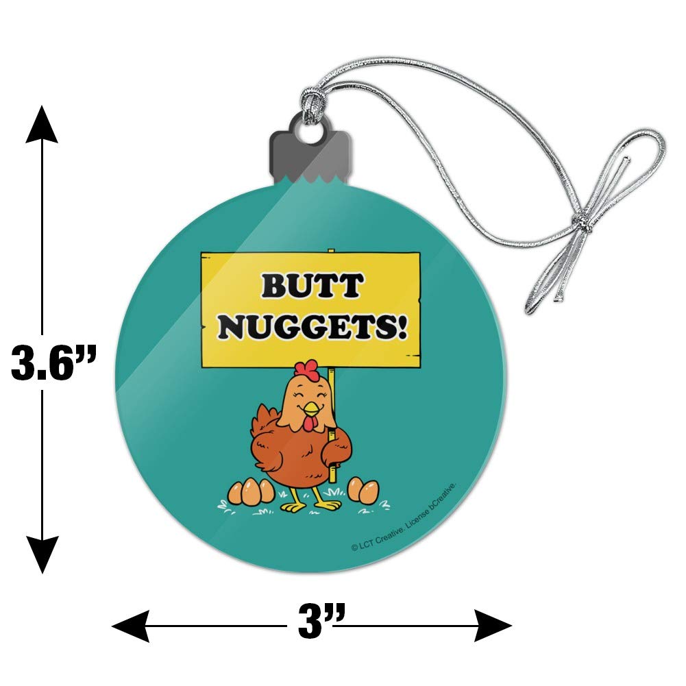 Funny Chicken Egg Butt Nuggets Acrylic Christmas Tree Ornament - Hilarious Holiday Decor for White Elephant Gifts, Office Parties & Festive Home Decor