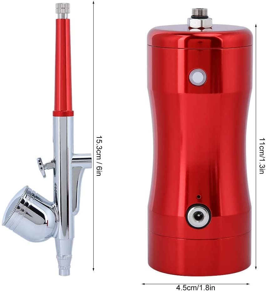 Portable Cordless Airbrush Kit - G12 Mini Airbrush Gun Set with 0.3mm Nozzle, 7CC Tank & Cleaning Tools | Perfect for Cake Decorating, Nail Art, Tattoo Practice & Model Painting (Red) | DIY Makeup, Craft & Hobby Projects