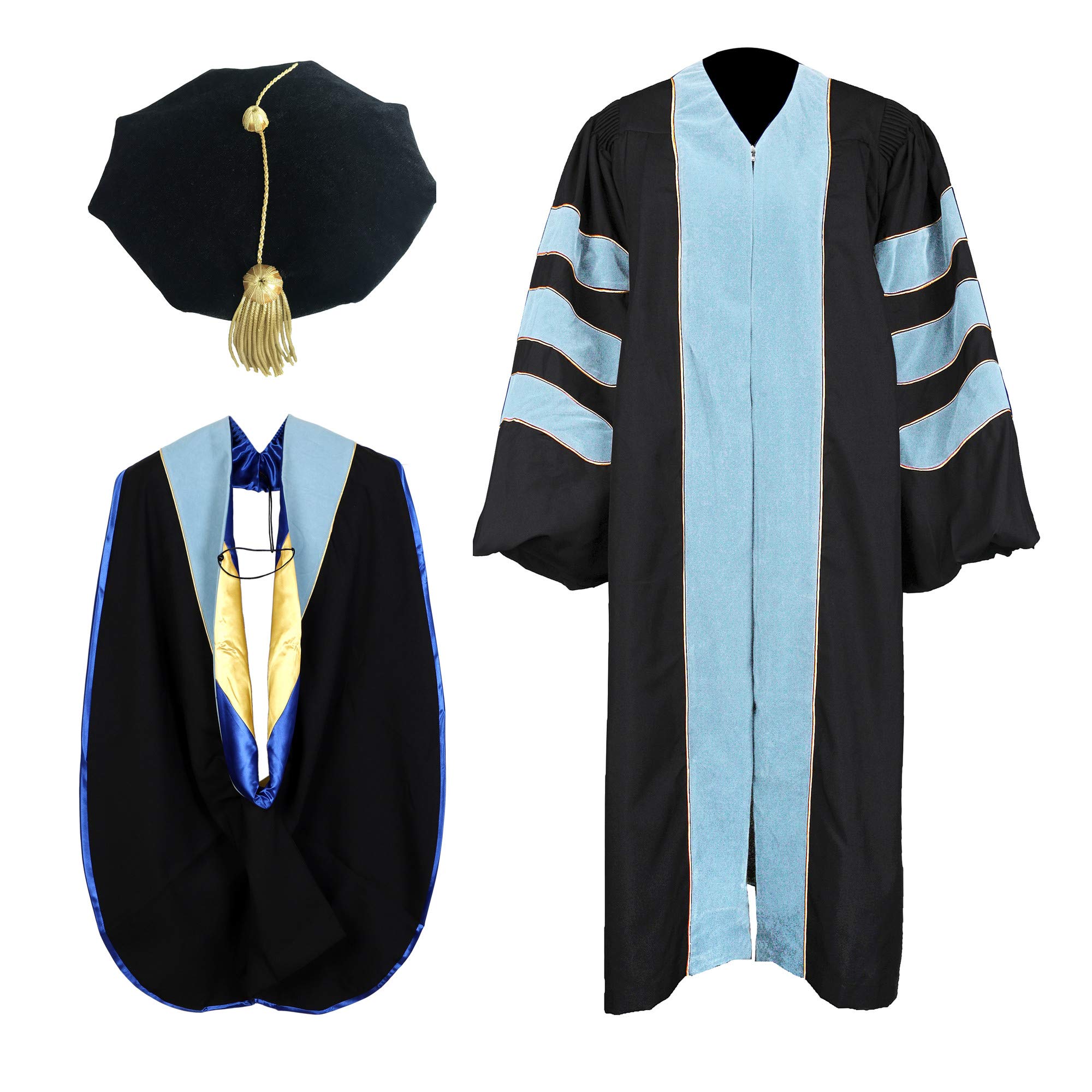 Newrara Unisex Deluxe Graduation Gown Set with Hood & Tam - 8-Piece Commencement Package for Graduation Ceremonies, Photos & Academic Events