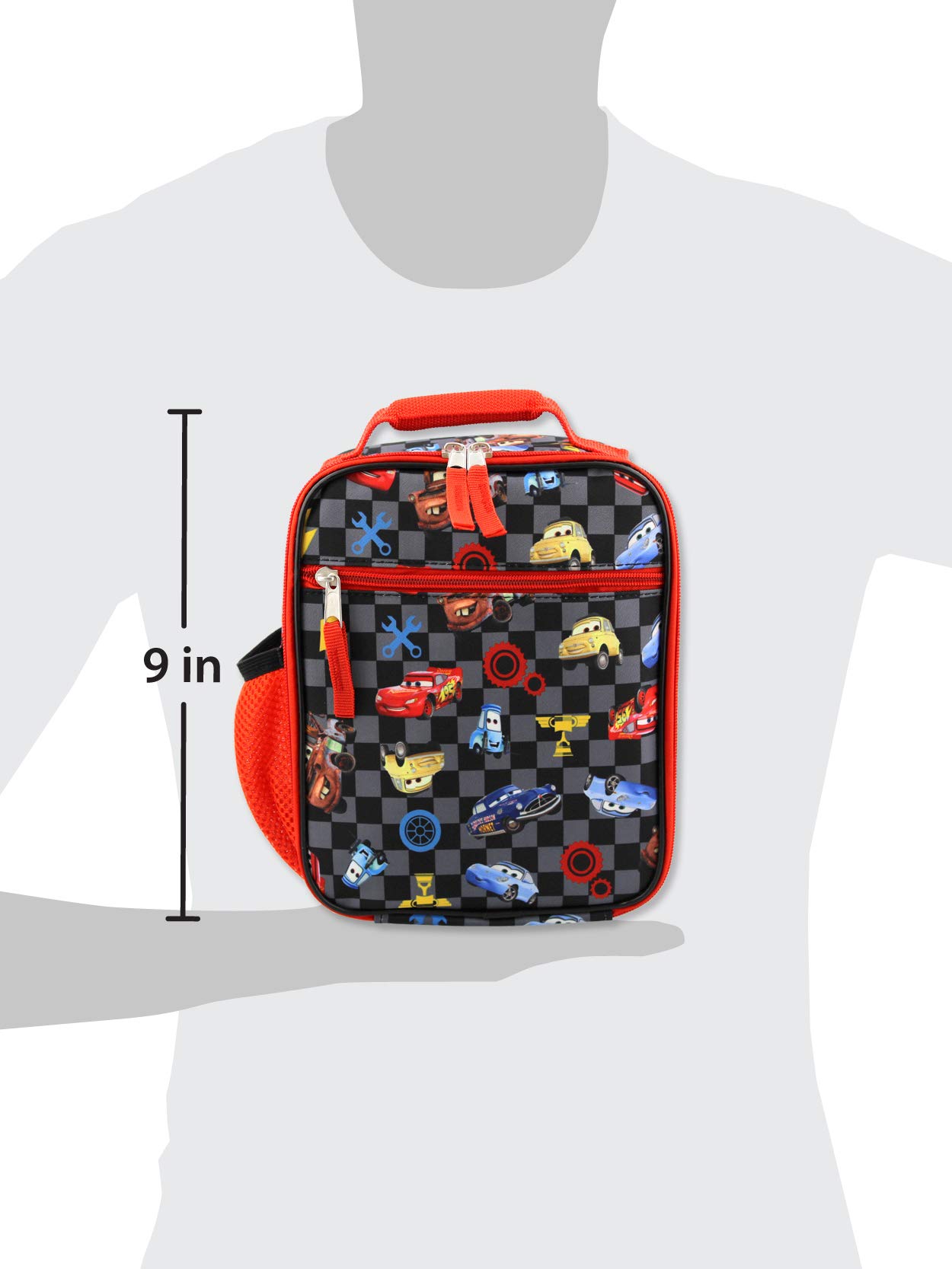Disney Cars Lightning McQueen Insulated Lunch Box for Boys - Soft, Leak-Proof School Lunch Bag (Black/Red, One Size) - Perfect for School, Picnics & Travel