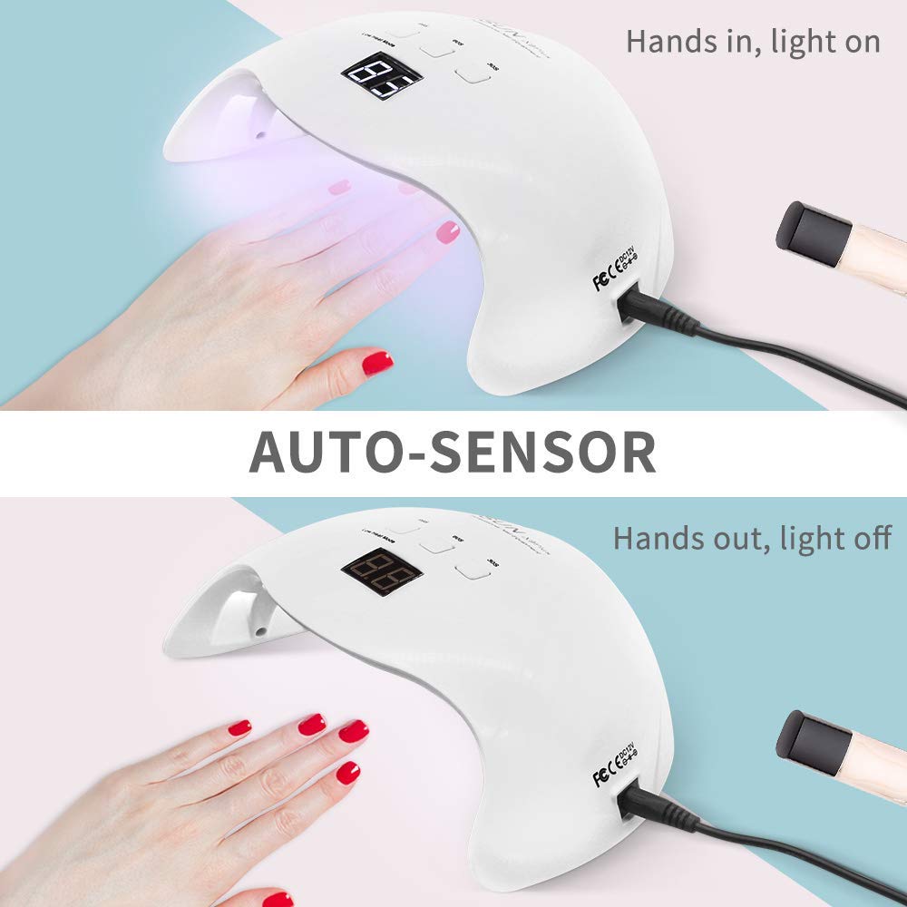 Vishine 40W UV LED Nail Lamp Gel Polish Kit with 6 Gel Colors, Base & Top Coat - Professional Nail Art Manicure Tools for Salon & Home Use