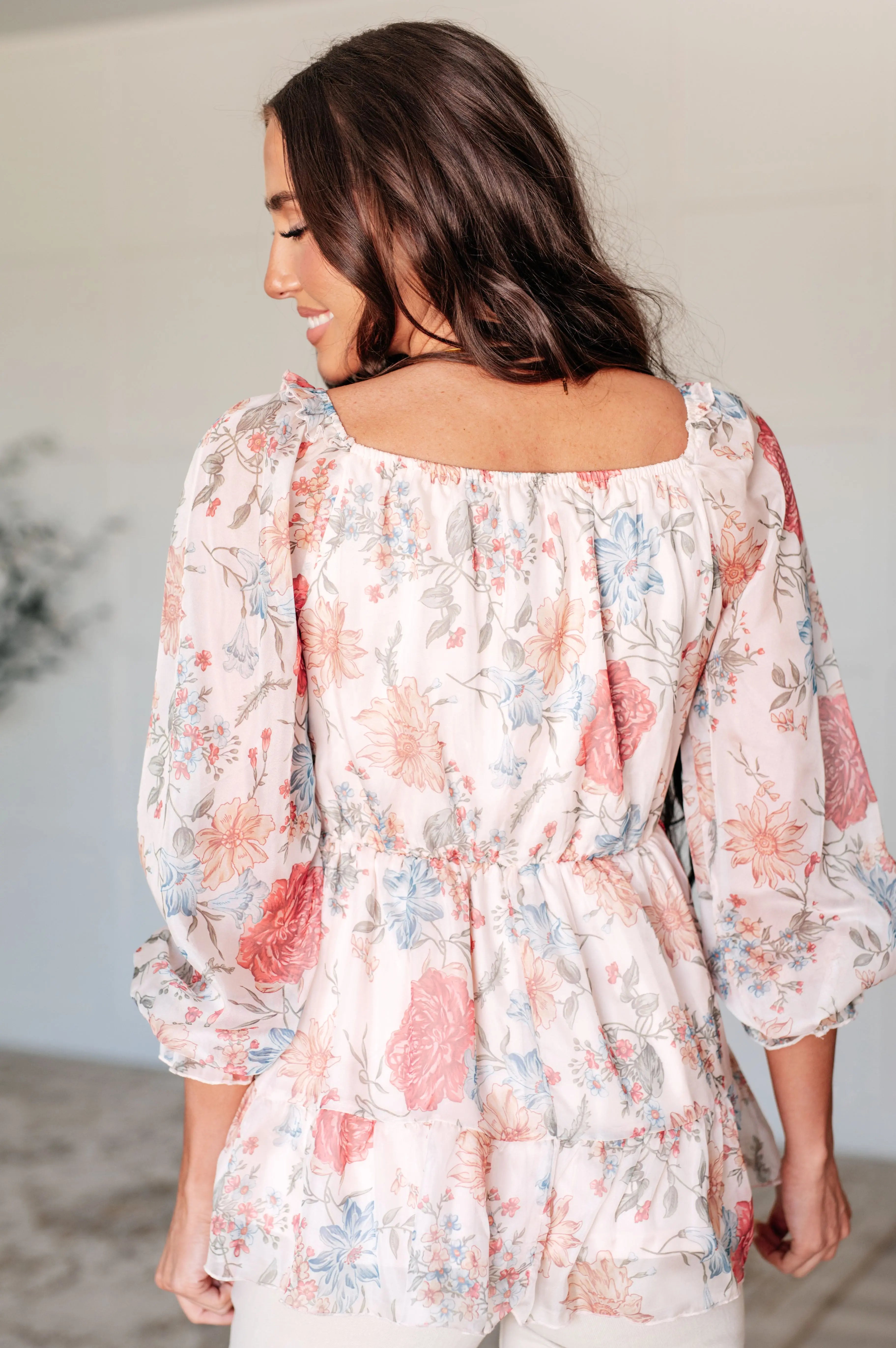 Elegant Square Neck Blouse for Women - Flowy Boho Chic Top with Inner Wisdom Design | Perfect for Office, Date Night & Summer Outfits