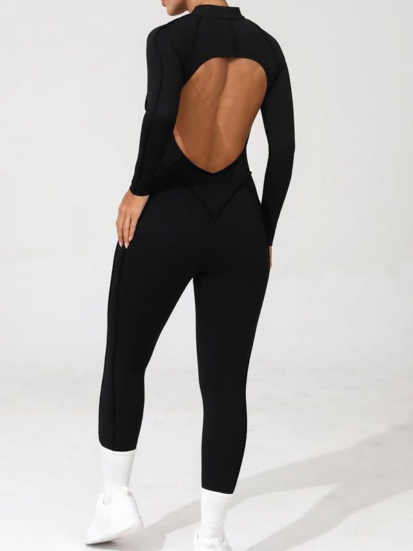 ZASUWA Women's Sexy Backless Zipper Scrunch Bum Jumpsuit - Stretchy Bodycon Romper for Clubwear, Night Out & Date Night