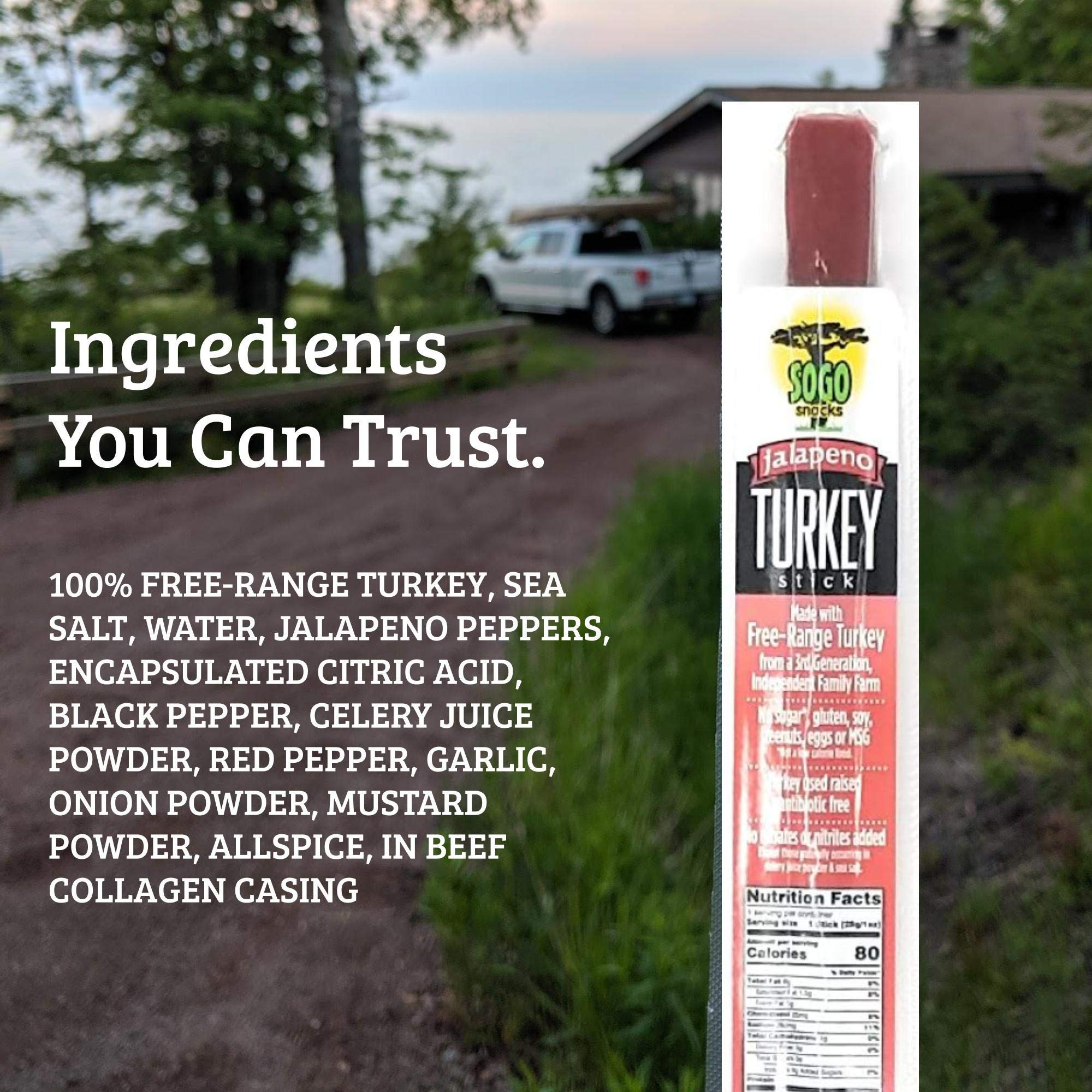 Organic Jalapeño Turkey Jerky - No Sugar, Low Carb, Keto & Paleo Friendly - Gluten-Free Snacks for Hiking, Camping & Travel - Free-Range from 3rd-Gen Family Farm (72 Count)