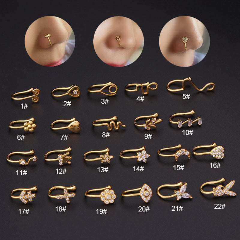 18K Gold Plated Fake Nose Ring - Cute Butterfly Nose Cuff for Women | Hypoallergenic & Comfortable | Perfect for Parties, Festivals & Everyday Wear (HSPJ366)