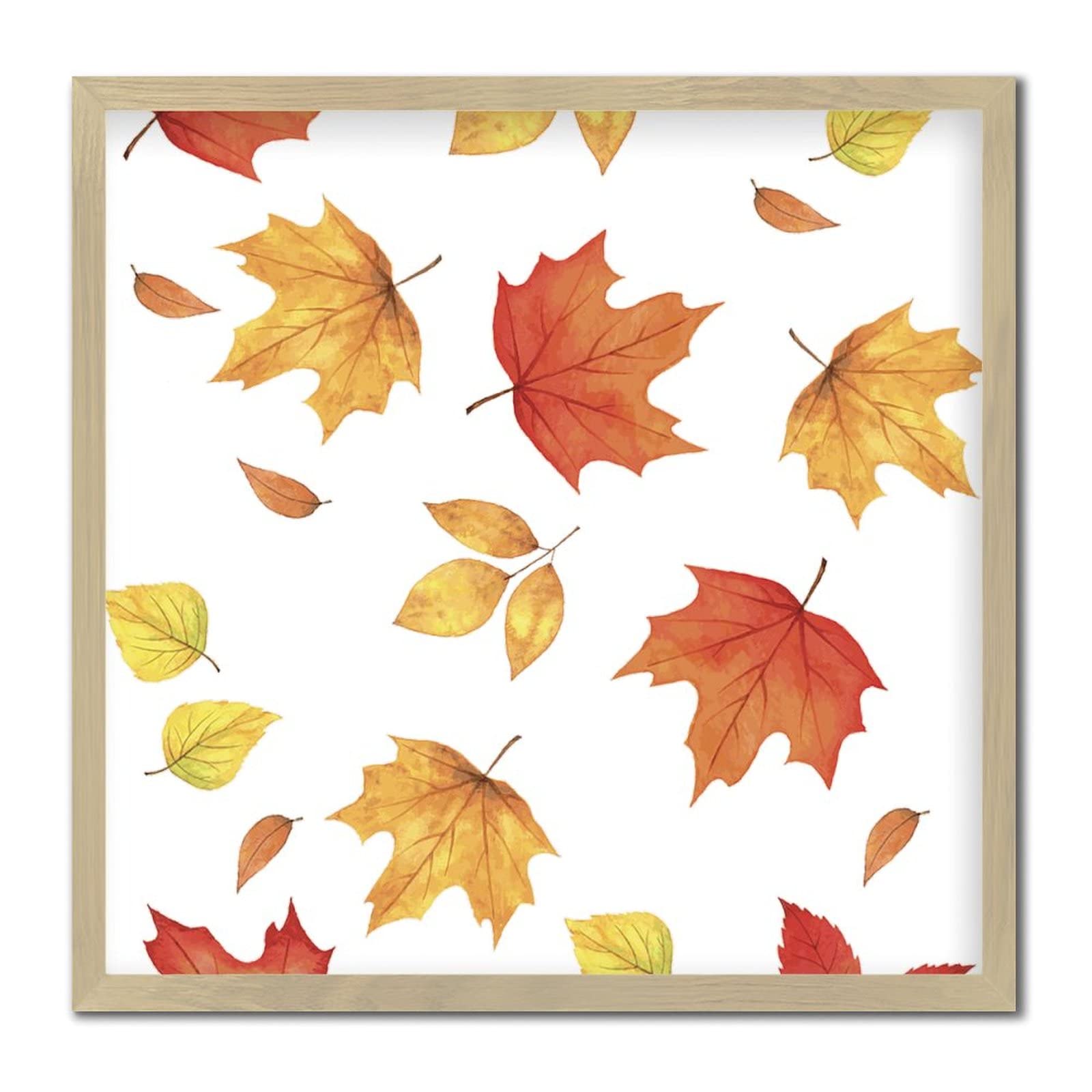 Thanksgiving Fall Maple Leaves Wooden Sign - Rustic Harvest Autumn Decor with Distressed Wood Frame - 12x12 Inch Wall Hanging for Bedroom, Living Room, or Front Door - Perfect Seasonal Gift for Birthdays and Holidays