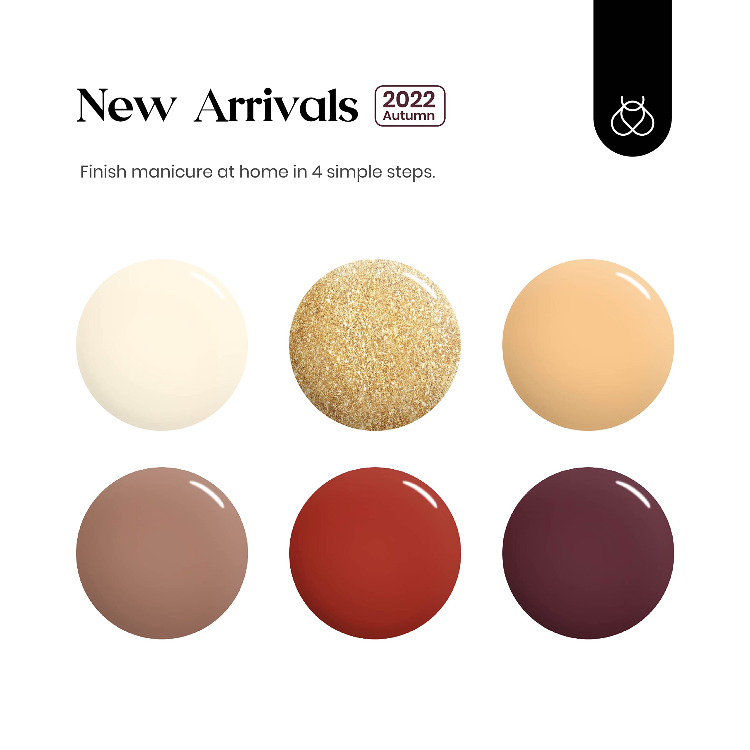 Beetles Fall Gel Nail Polish Set - 6 Colors (Burgundy, Red, Brown, Gold Glitter) Soak Off UV LED Gel Polish Kit for DIY Nail Art | Perfect for Home Manicures, Salon Use & Gift Giving