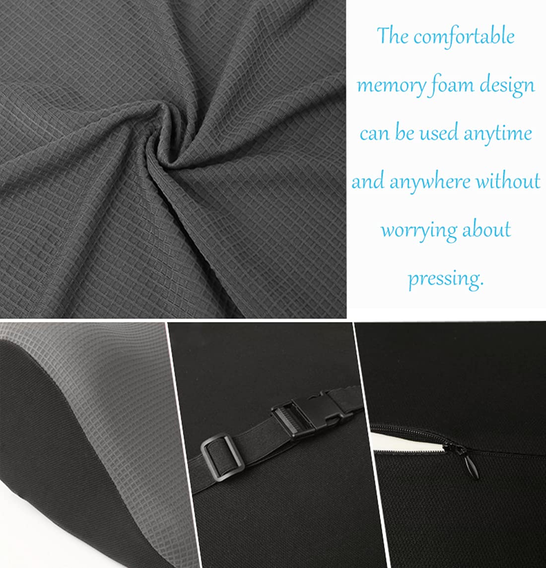 YUNNUO Adjustable Car Seat Neck Pillow - Memory Foam Support with Breathable Ice Silk Cover for Driving Comfort (Gray) | Perfect for Long Road Trips & Commuting