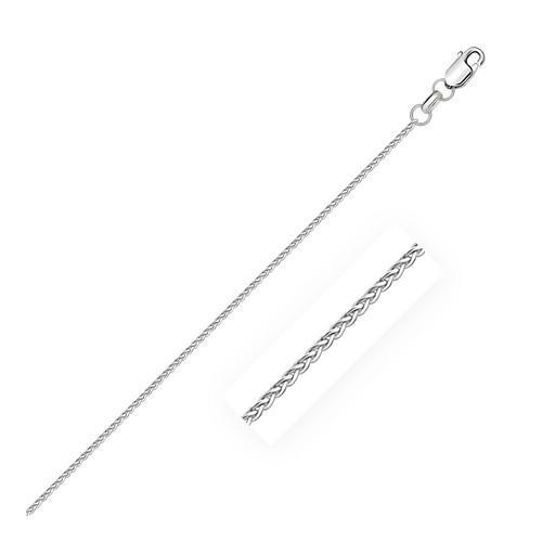14K White Gold Diamond Cut Round Wheat Chain Necklace - 1.1mm Thin, 16 Inch Length - Perfect for Layering, Gift Giving & Everyday Elegance