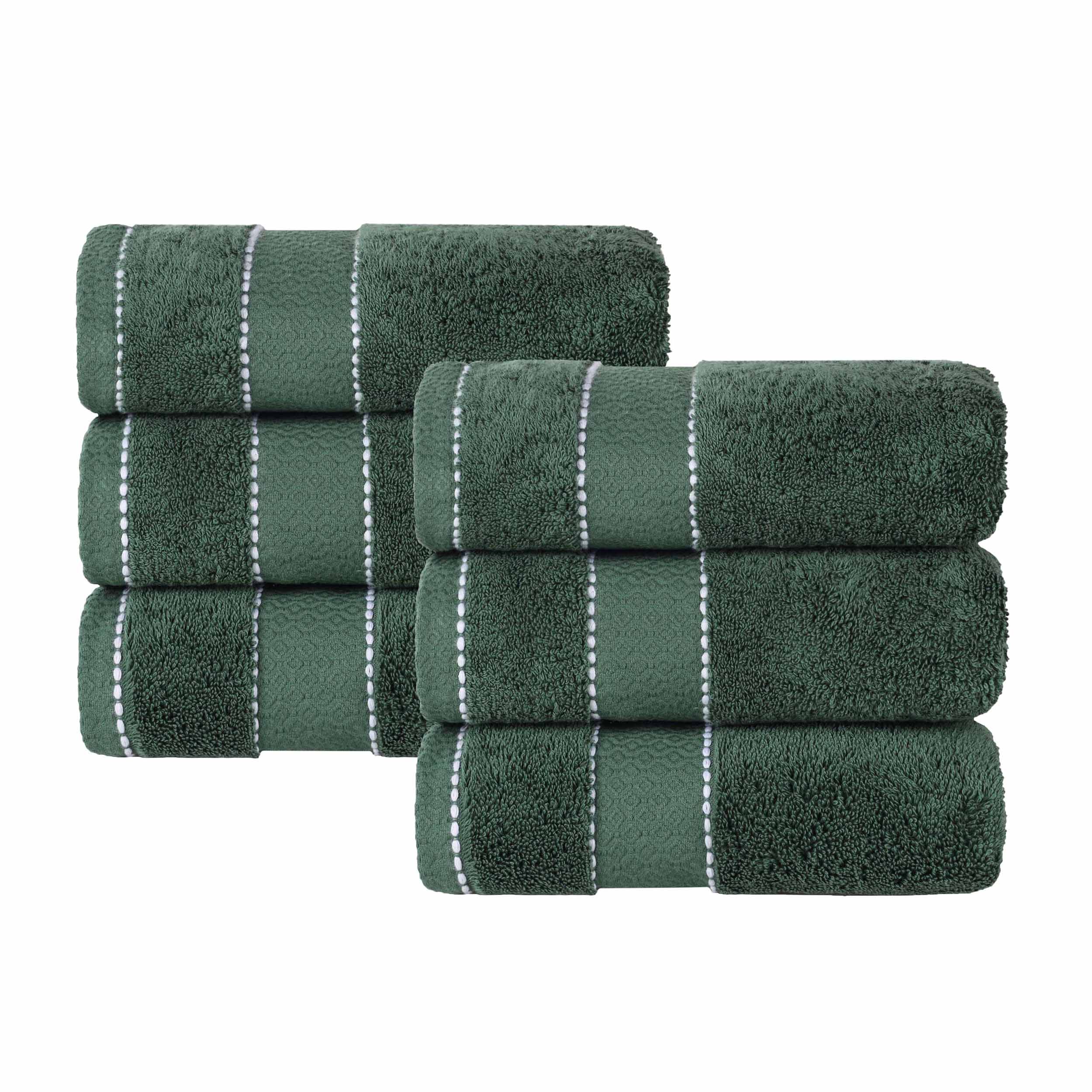 Premium Giza Cotton Dobby Hand Towels - Ultra Absorbent Set of 6 - Made in Egypt - Soft & Luxurious Bath, Kitchen & Guest Towels for Spa, Hotel & Home Use