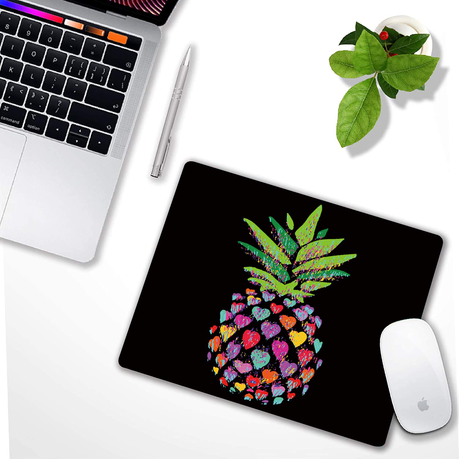 Non-Slip Pineapple Mouse Pad with Rubber Base - Cute Computer & Laptop Desk Accessory for Office, Gaming & Home Use (1 Piece, Yellow Pineapple Design)