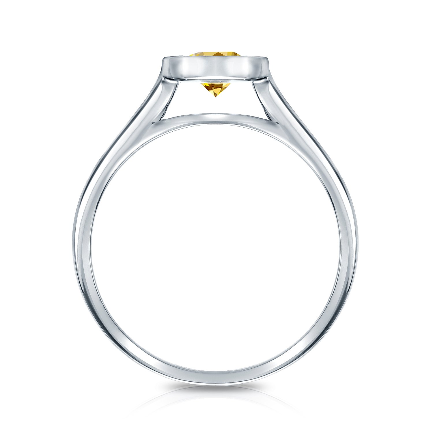 Platinum Round-Cut Yellow Diamond Bezel Solitaire Ring (1/3 cttw, Yellow, I1-I2) Size 4-9 - Perfect for Engagement, Anniversary, or Special Occasions