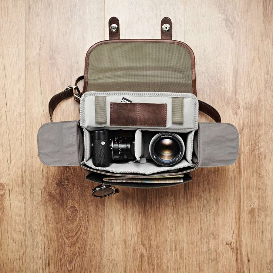 Premium Oberwerth Freiburg Medium Leather Camera Bag - Dark Brown for Photographers & Travel Enthusiasts | DSLR Protection & Stylish Carry-On Accessory