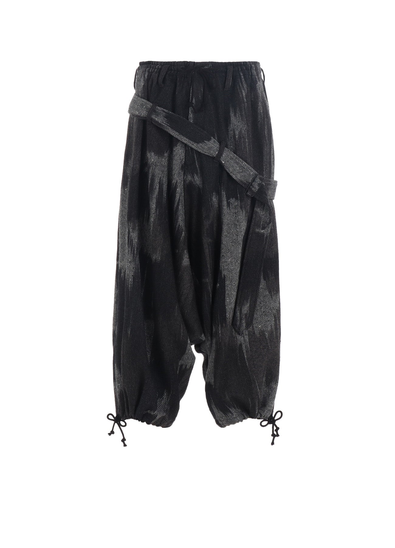 Camouflage Tweed Belted Balloon Sarouel Pants - Stylish High-Waisted Wide Leg Trousers for Women, Boho Chic Streetwear & Casual Outfits | Perfect for Parties, Dates & Everyday Wear