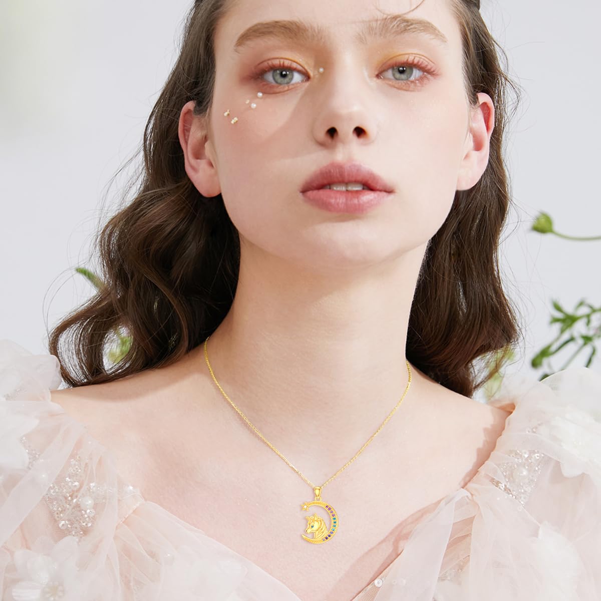 14K Gold Unicorn Necklace for Women - Dainty Moon & Star Pendant, Yellow Gold Jewelry Gift for Wife, Girlfriend, Daughter | Birthday, Anniversary, Valentine's Day Present