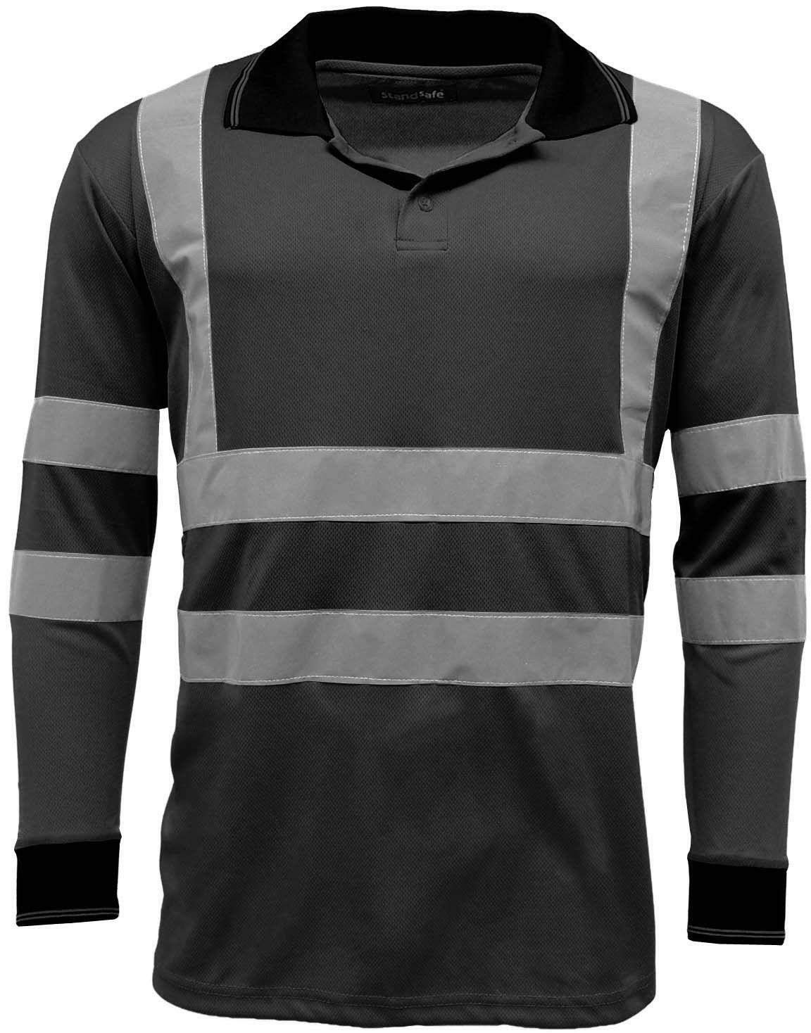 5 Pack High Visibility Polo Shirts - Long Sleeve Safety Work Shirts for Men - Ideal for Construction, Road Work & Nighttime Outdoor Activities