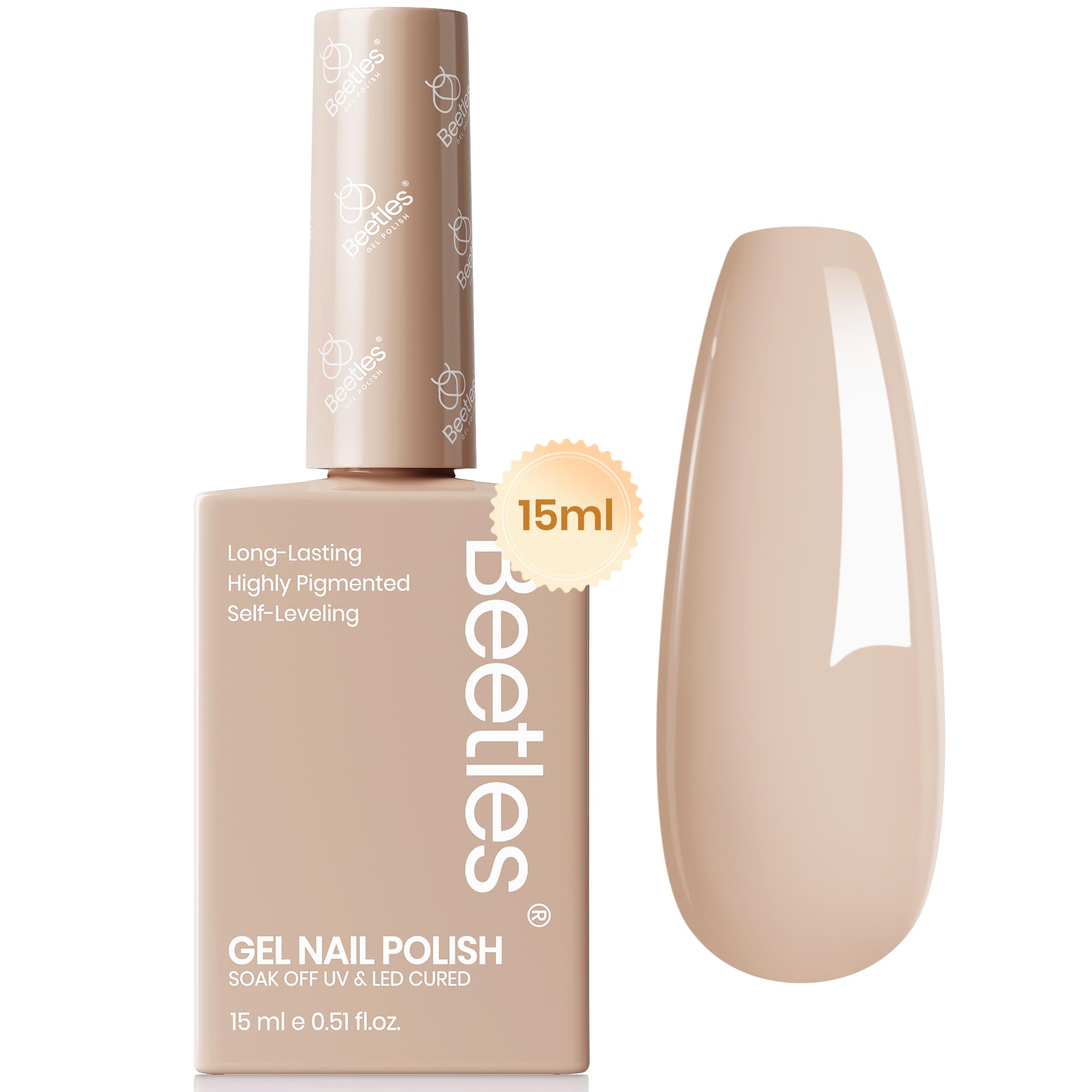 Beetles Nude Brown Gel Nail Polish - 15ml Neutral Beige Tan Soak Off UV LED Gel Polish for Salon & DIY Manicure | Long Lasting Nail Art for Home Use, Parties & Special Occasions
