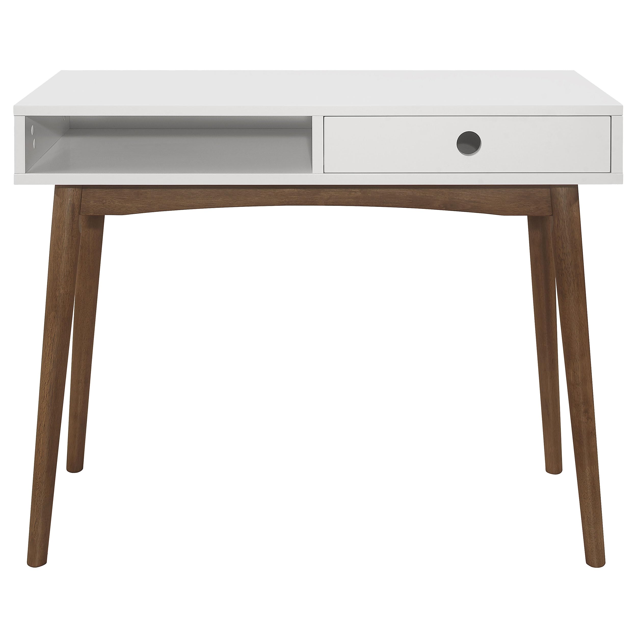 Coaster Furniture Bradenton 1-Drawer White & Walnut Writing Desk 801931 - Perfect for Home Office, Study Room & Small Spaces