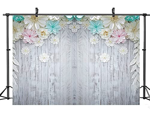 7x5FT Gray & White Rustic Wooden Floor Photography Backdrop - Vinyl Studio Props for Birthday Party, Baby Shower, Wedding Decor & Professional Photo Shoots (DH-28)