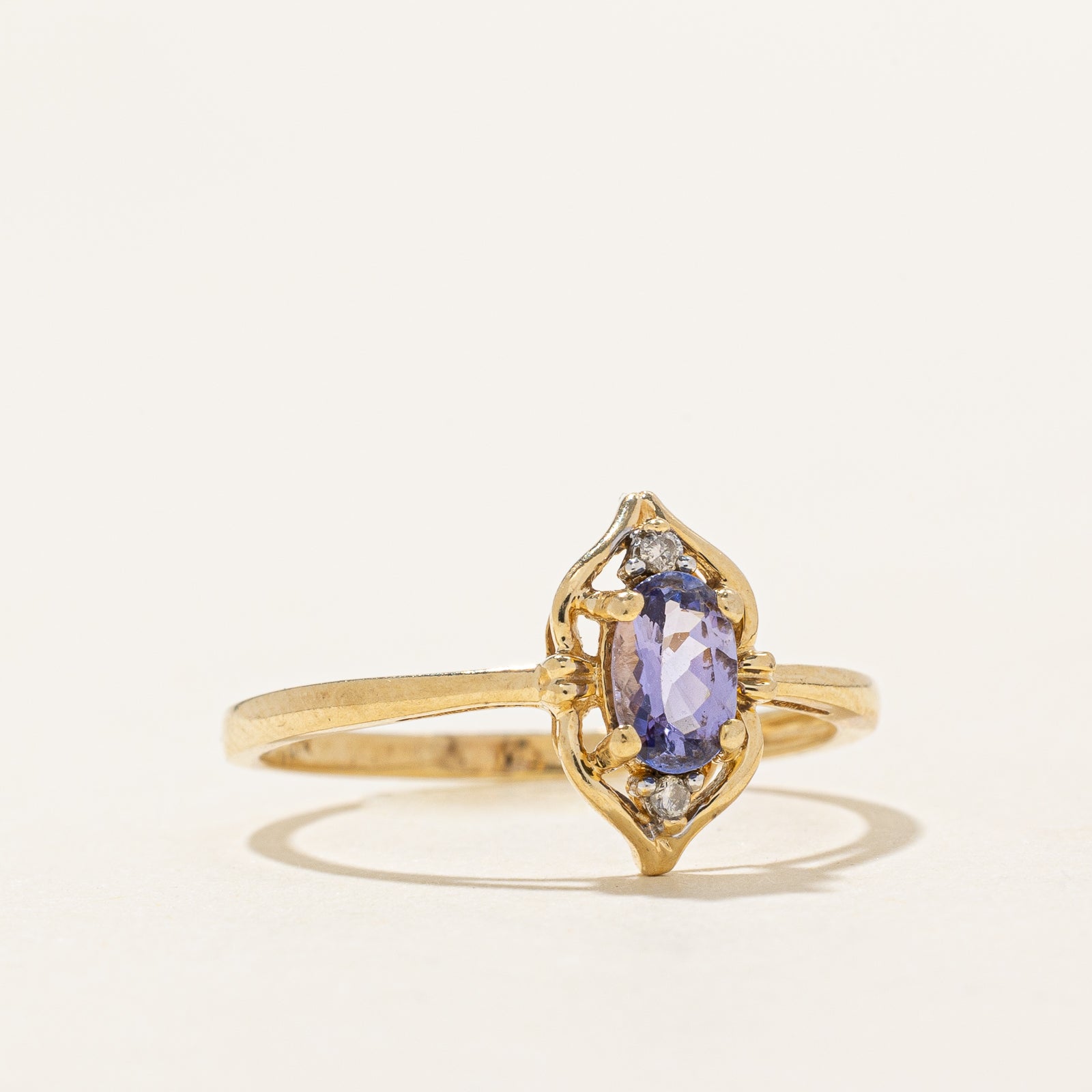 Exquisite 0.45ct Tanzanite & 0.02ct Diamond Ring - Size 8 | Elegant Blue Violet Gemstone Jewelry for Women | Perfect for Engagement, Anniversary & Special Occasions