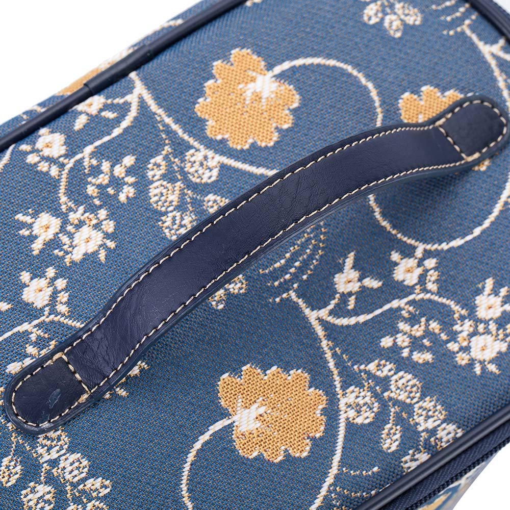 Signare Jane Austen Blue Tapestry Cosmetic Bag – Stylish Makeup & Toiletry Travel Organizer for Women | Perfect for Vanity Storage, Vacation Trips & Daily Essentials
