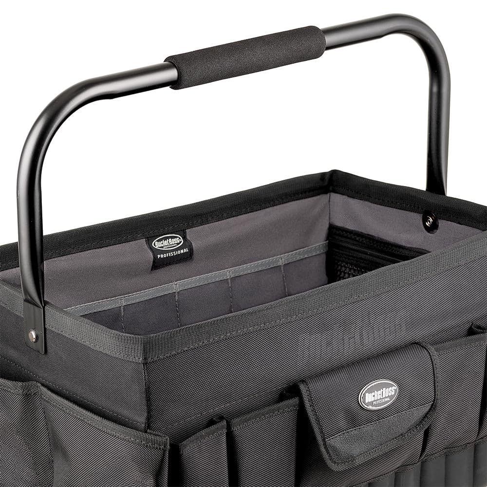 Bucket Boss Pro Tool Tote 18 - Heavy Duty Professional Series Tool Bag (74018) in Black - 18 Inch Organizer for Construction, Electricians & DIY Projects