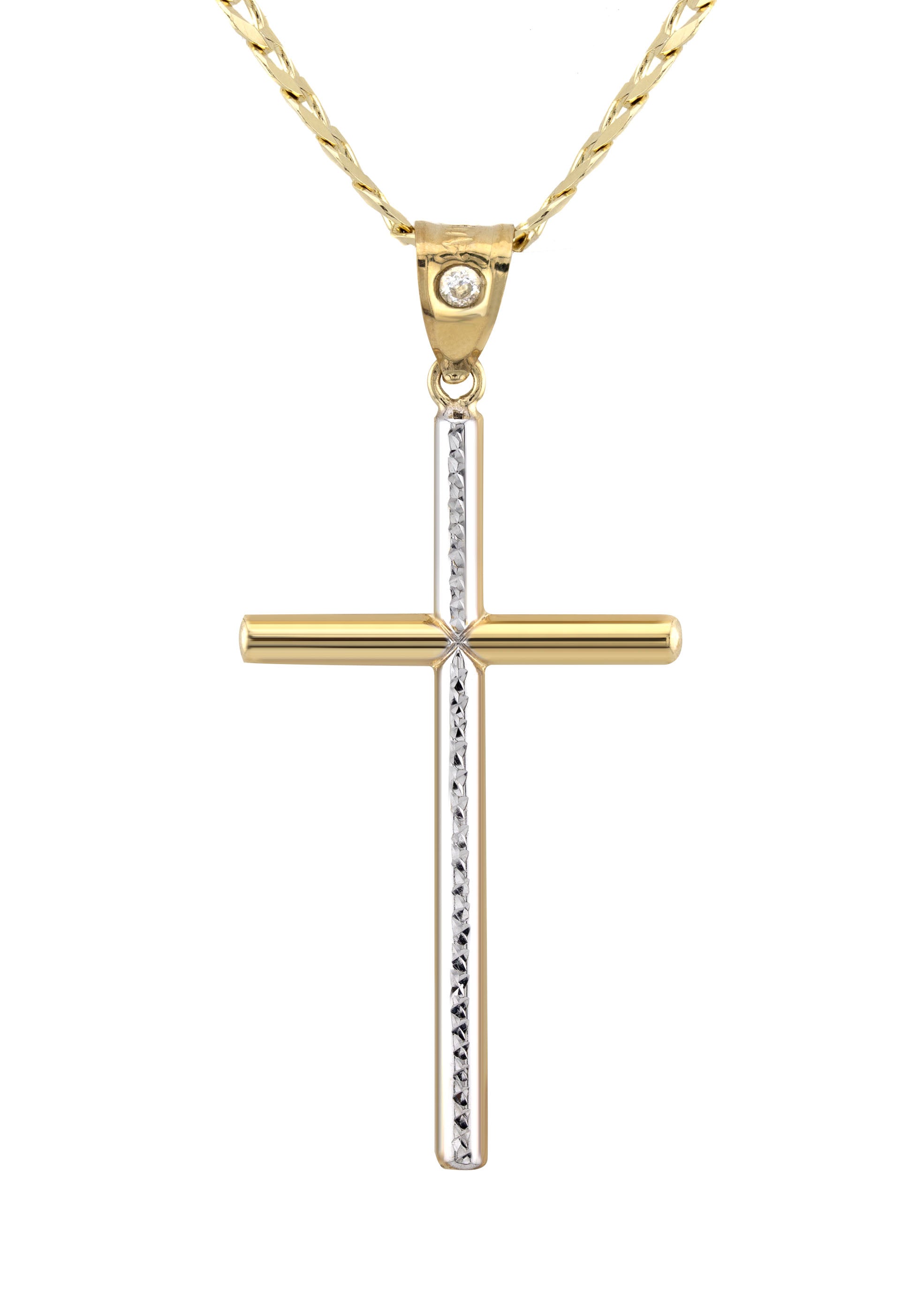 10K Yellow Gold Cross Necklace for Women & Men - Small 3g & Large 7g Sizes - Elegant Religious Jewelry for Everyday Wear, Gifts & Special Occasions